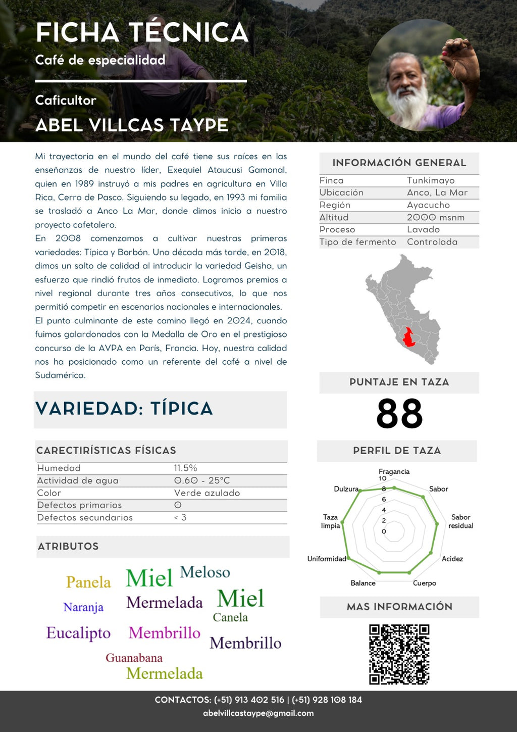 Café Típica de Especialidad – 88 puntos – 200 g