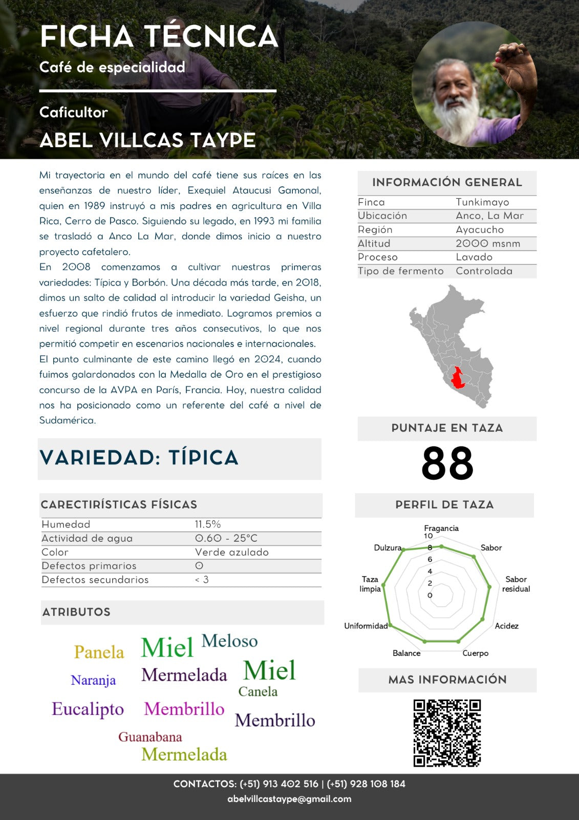Café Típica de Especialidad – 88 puntos – 200 g